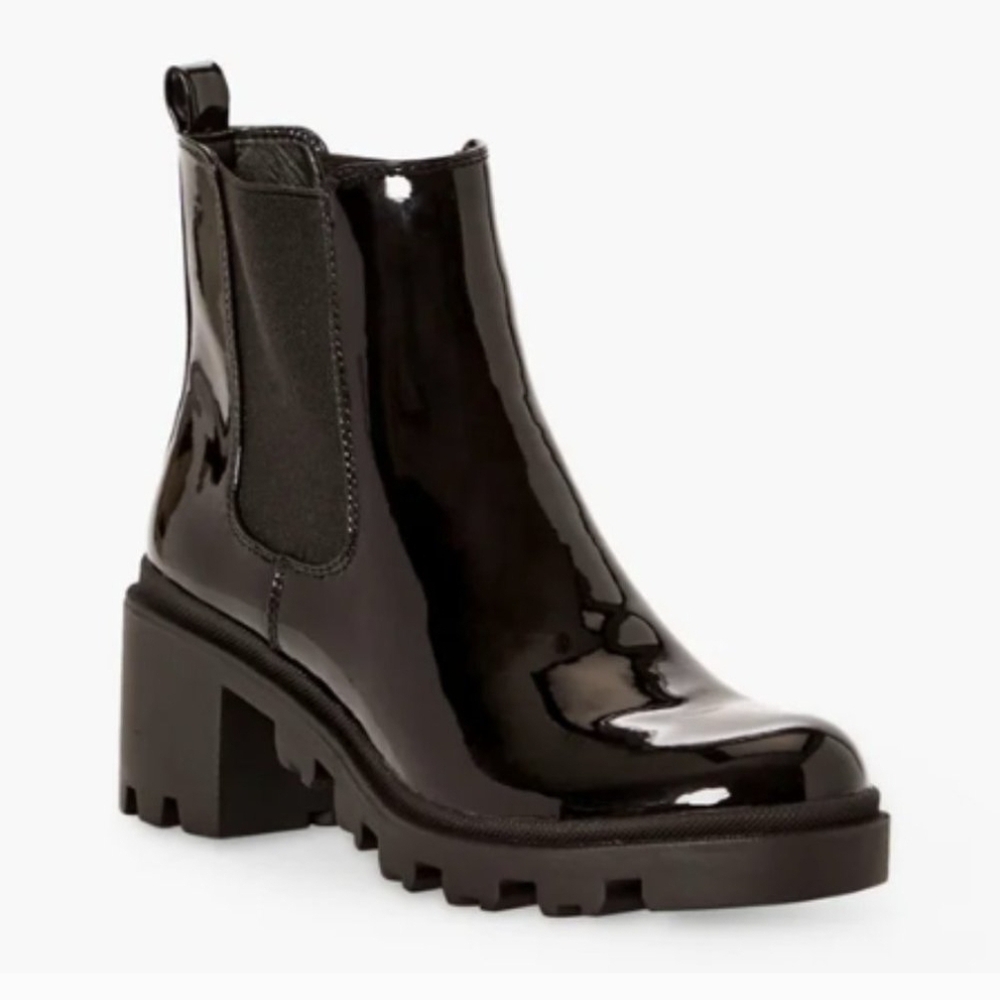 JustFab Glossy Black Ankle Booties